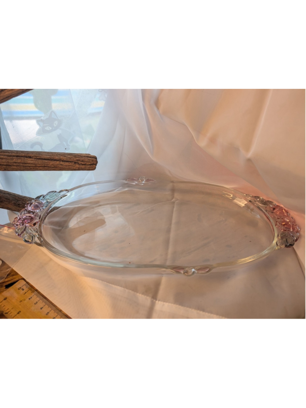 Mikasa Walther Crystal Rosella Oval Serving Platter Pink Roses 16" Germany Read